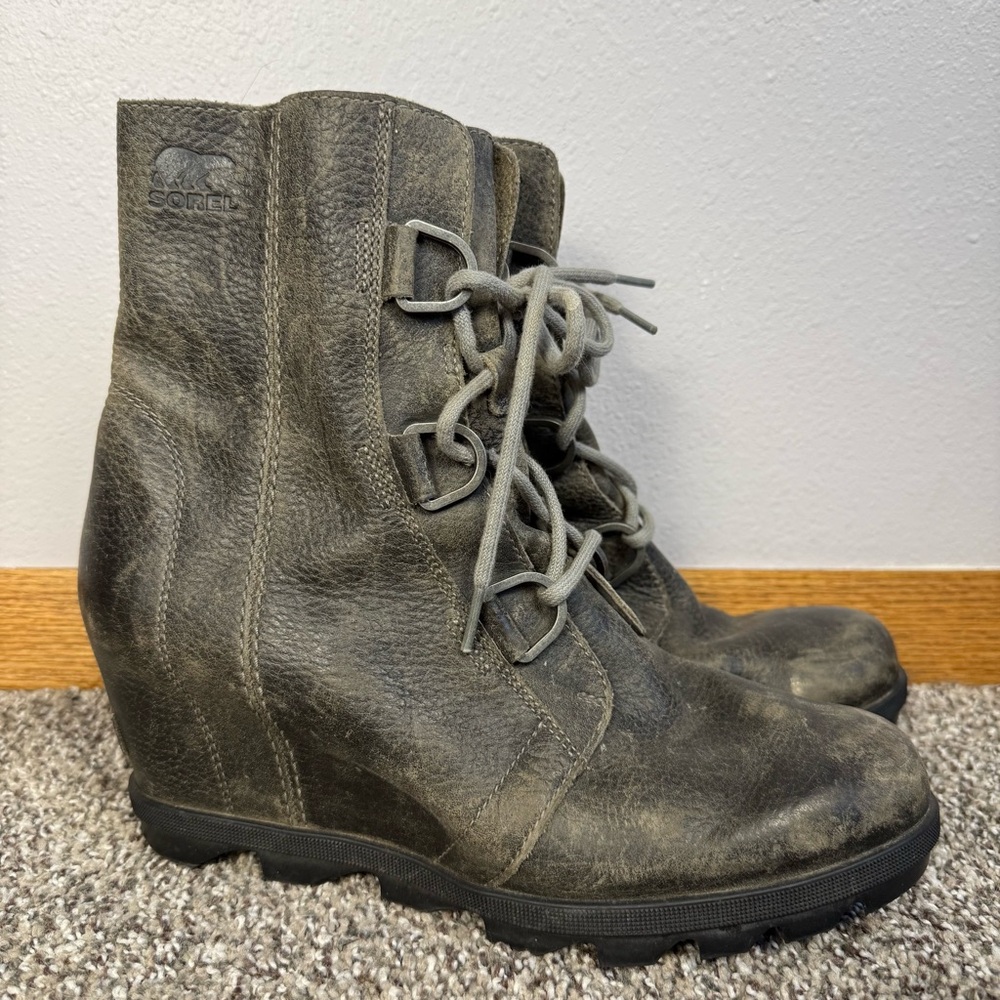 Sorel Joan of Arctic Wedge II Lace Up Boots Quarry Gray - 10